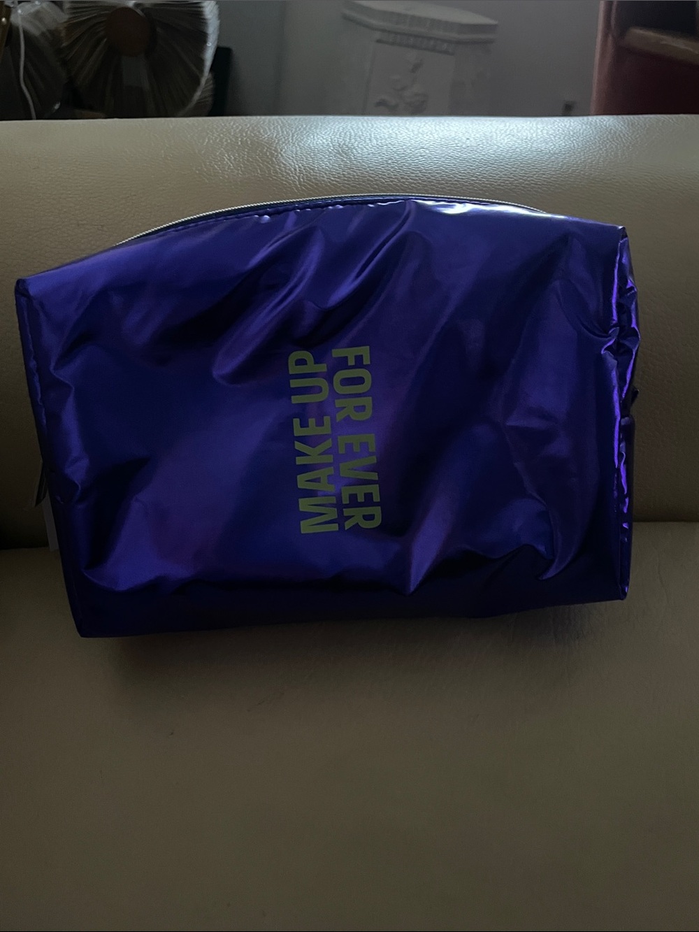 MAKE UP FOR EVER Metallic Violet Cosmetic Bag with primer and lip gloss BNWT